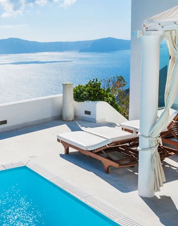 White Architecture On Santorini Island, Greece.